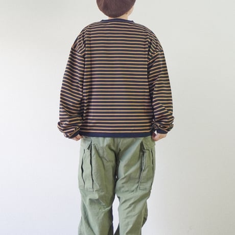 ＊ユニセックス＊amne-アンヌ-TWISTED BORDER long sleeve tee / amn-CS-099 / Navy_Camel
