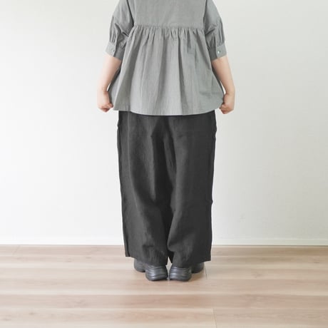 2色＊レディース＊Linen ya-リネンヤ-リネン タックワイドパンツ