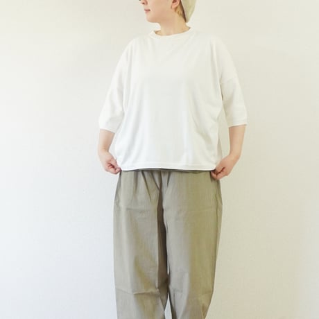 4色＊レディース＊Linen ya by as it is.-リネンヤ- コットンボートネック5分袖ニット