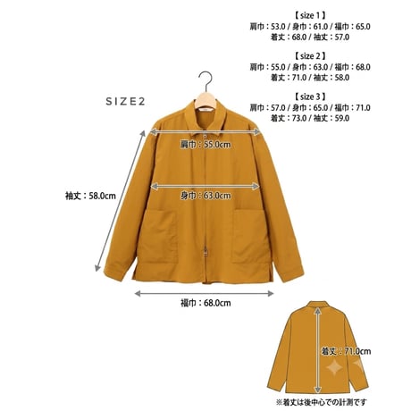 ＊ユニセックス＊amne-アンヌ-NYLON zip park shirts / amn-SH-058 / Gold
