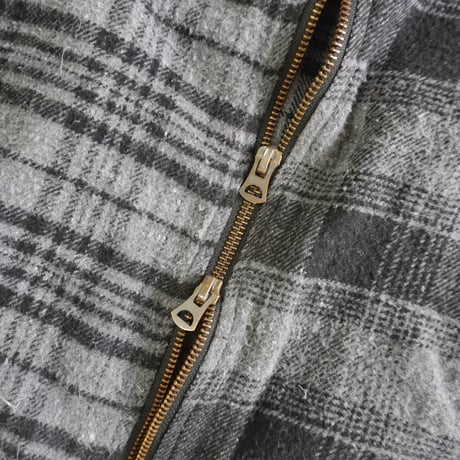 ＊ユニセックス＊TIGRE BROCANTE フランネルチェックMIX ZIPオープンオーバーシャツ
