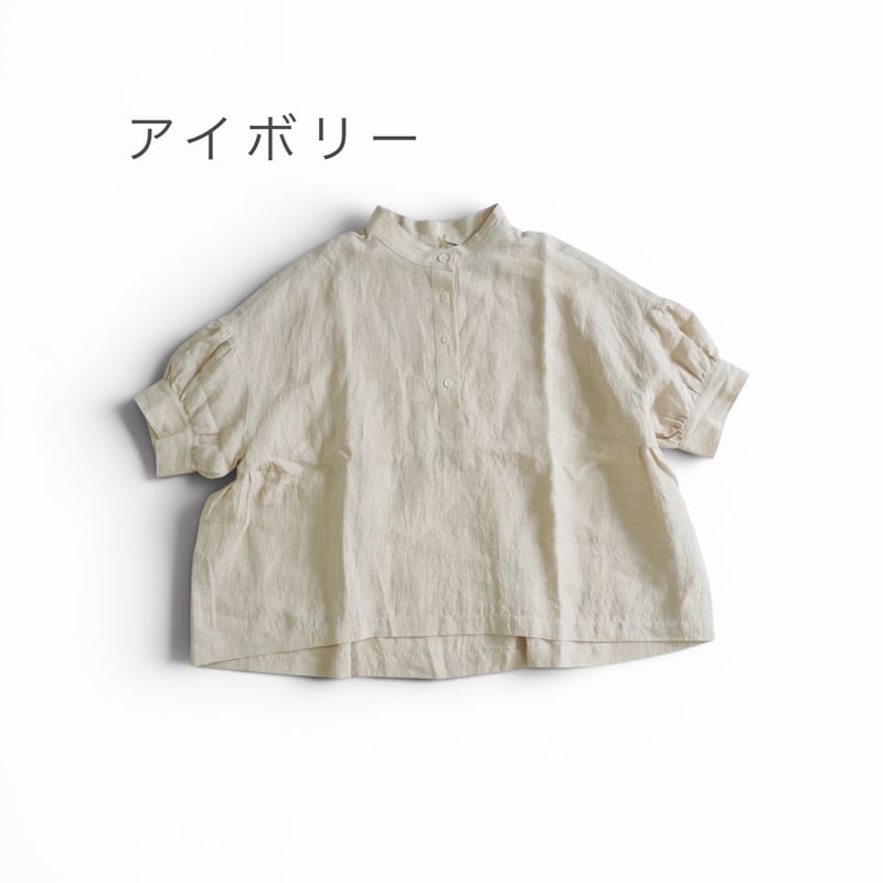 新色追加】3色＊レディース＊Linenya-リネンヤ-リネン半袖スタンド
