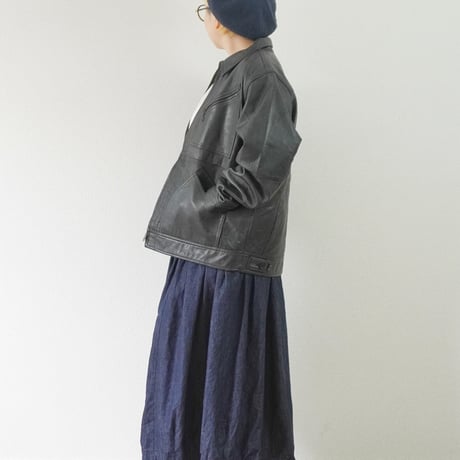 ＊ユニセックス＊YOUSED-ユーズド-LEATHER SPORTS JACKET リメイクレザージャケット / ブラック