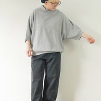 ＊レディース＊Linenya -リネンや- 5分袖モックネックプルオーバー 5分袖プルオーバー / 杢グレー