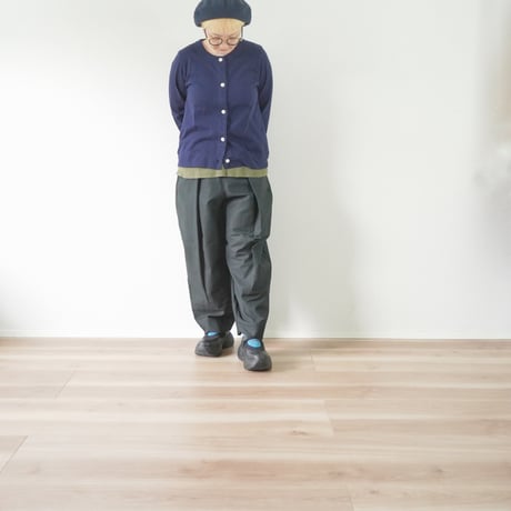 レディース＊結-ゆい-COTTON/LINEN BACK SATIN WIDE TUCK EASY TROUSERS /YWTEP-004/ブラック
