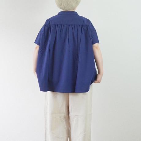 再入荷＊レディース＊ LinenYa – リネンヤ – 80タイプライター トリプルウォッシュ丸襟ブラウス/ブルー