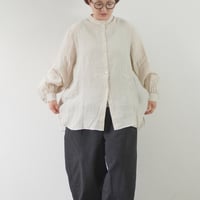 ＊レディース＊Linenya-リネンヤ-遠州織りフレンチリネンスリットセミロングシャツ/キナリ