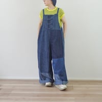 ＊ASCOT by yim-アスコット バイ イム-6ozデニムパッチワーク フレンチワークサロペット