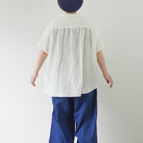 再入荷＊レディース＊Linenya-リネンヤ-リネン丸襟ブラウス