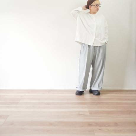 ＊ユニセックス＊amne-アンヌ- WARM GABARDINE wide slacks amn-PT-050／Heather