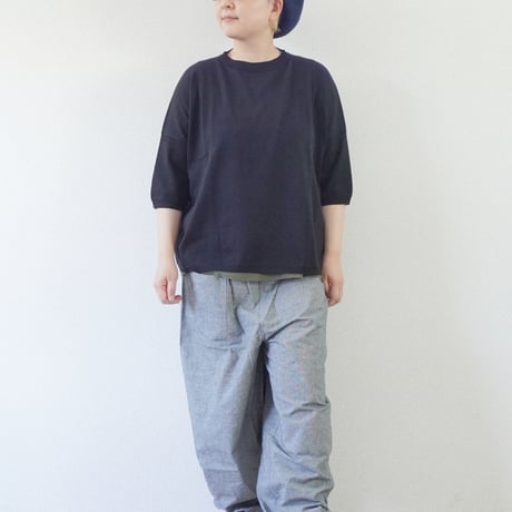 4色＊レディース＊Linen ya by as it is.-リネンヤ- コットンボートネック5分袖ニット