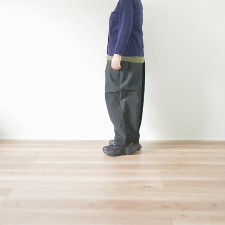 レディース＊結-ゆい-COTTON/LINEN BACK SATIN WIDE TUCK EASY TROUSERS /YWTEP-004/ブラック