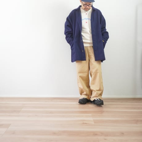 ＊ユニセックス＊ SLOWHANDS × Rabbit Hutch -スローハンズ- Rabbit Hutch別注 STORE COAT / COVERALL ウールメルトン／ネイビー