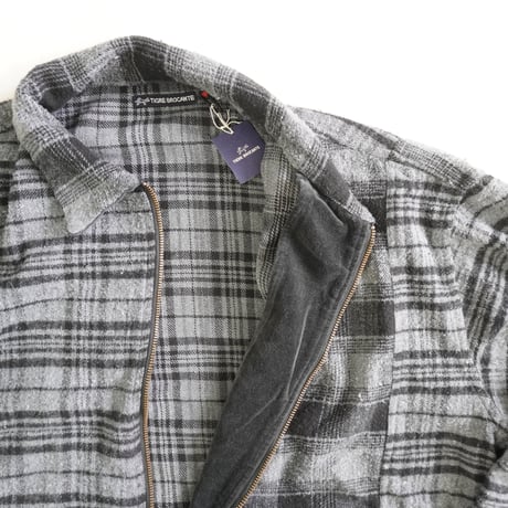 ＊ユニセックス＊TIGRE BROCANTE フランネルチェックMIX ZIPオープンオーバーシャツ