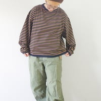 ＊ユニセックス＊amne-アンヌ-TWISTED BORDER long sleeve tee / amn-CS-099 / Navy_Camel