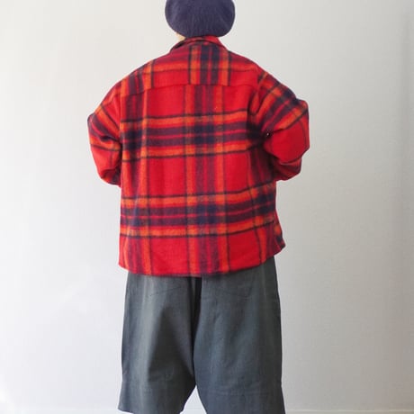 ＊ユニセックス＊ SLOWHANDS -スローハンズ- Wool Check Shawl 3B Jacket ／レッド