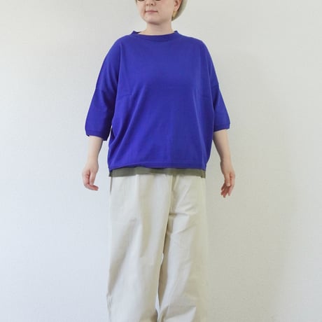 4色＊レディース＊Linen ya by as it is.-リネンヤ- コットンボートネック5分袖ニット
