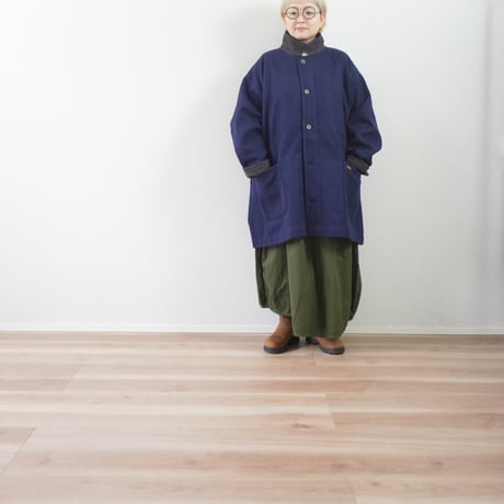 ＊ユニセックス＊ SLOWHANDS × Rabbit Hutch -スローハンズ- Rabbit Hutch別注 STORE COAT / COVERALL ウールメルトン／ネイビー