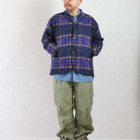 ＊ユニセックス＊ SLOWHANDS -スローハンズ- Wool Check Shawl 3B Jacket ／ネイビー