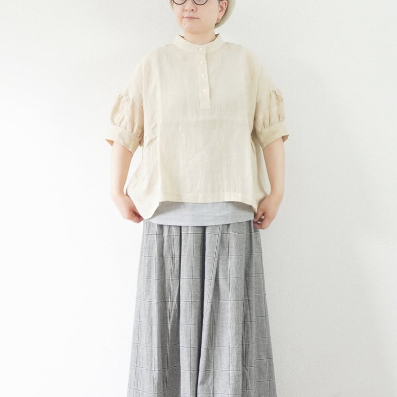 linen yaのブラウス 新色追加】3色＊レディース＊Linenya-リネンヤ-リネン半袖スタンド