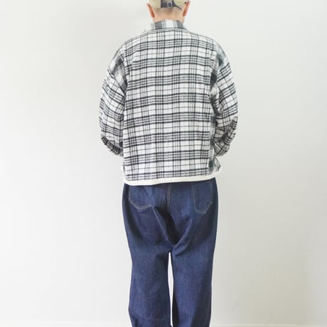 ＊ユニセックス＊TIGRE BROCANTE フランネルチェックMIX ZIPオープンオーバーシャツ