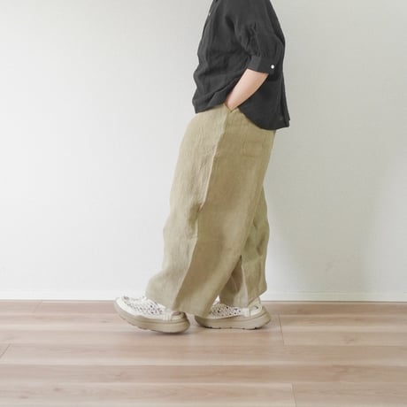 2色＊レディース＊Linen ya-リネンヤ-リネン タックワイドパンツ