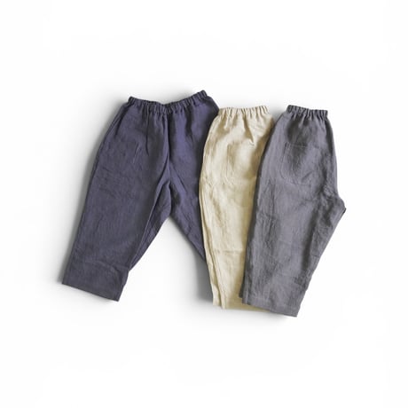 3色＊レディース＊Linen ya-リネンヤ-リネン 8分丈 ヨークワイドパンツ
