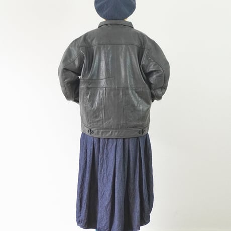 ＊ユニセックス＊YOUSED-ユーズド-LEATHER SPORTS JACKET リメイクレザージャケット / ブラック