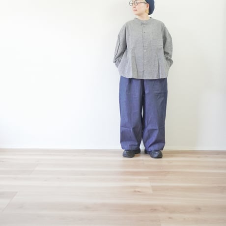 ＊レディース＊Linenya-リネンヤ-4.5ozデニム タックワイドパンツ / インディゴ