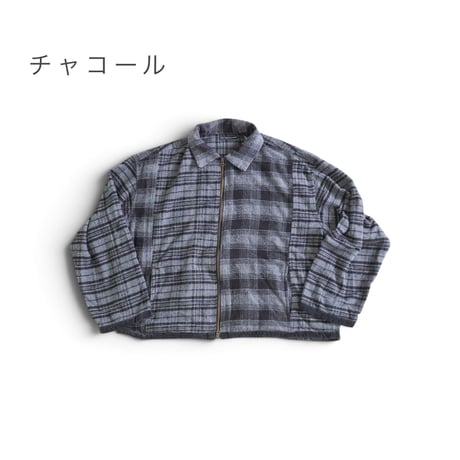 ＊ユニセックス＊TIGRE BROCANTE フランネルチェックMIX ZIPオープンオーバーシャツ