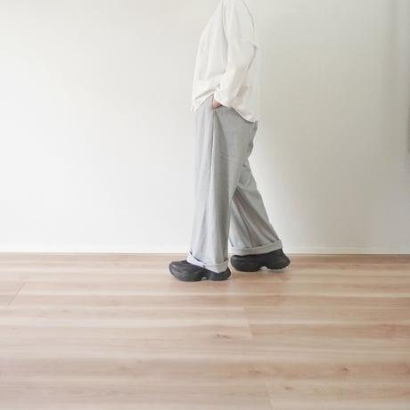 ＊ユニセックス＊amne-アンヌ- WARM GABARDINE wide slacks amn-PT-050／Heather