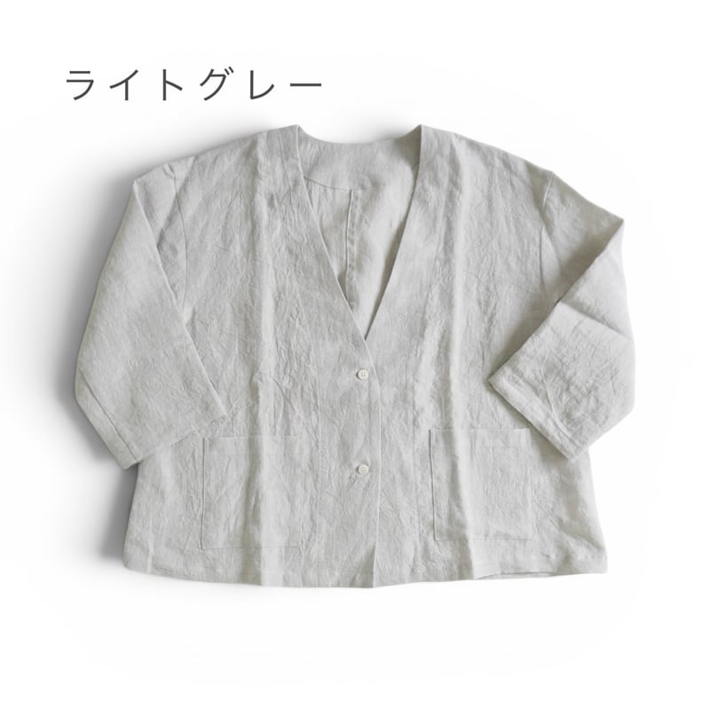 3色＊レディース＊Linenya-リネンヤ-遠州織リネン 7分袖ノーカラー