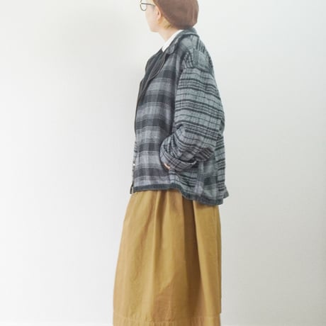 ＊ユニセックス＊TIGRE BROCANTE フランネルチェックMIX ZIPオープンオーバーシャツ