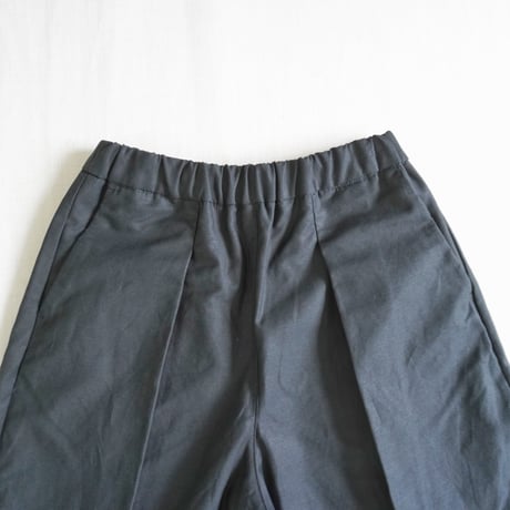 レディース＊結-ゆい-COTTON/LINEN BACK SATIN WIDE TUCK EASY TROUSERS /YWTEP-004/ブラック