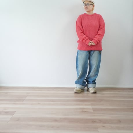 ＊ユニセックス＊ eyya boucle utility crew knit ／ピンク