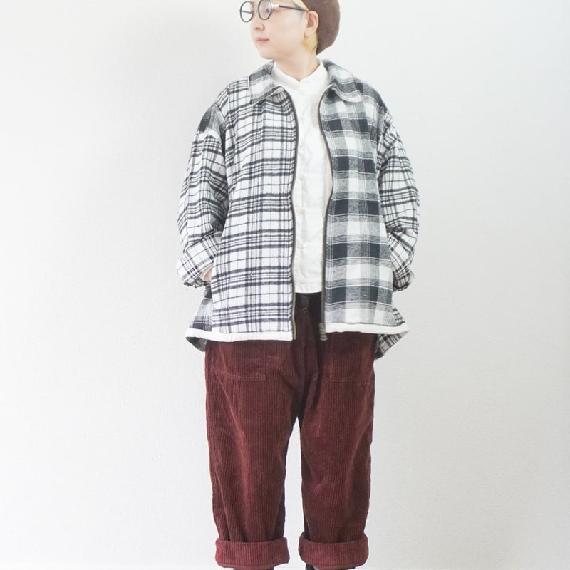 TIGRE BROCANTE ☆ チェックカバーオール ユニセックス＊TIGRE BROCANTE フランネルチェックMIX ZIPオープン