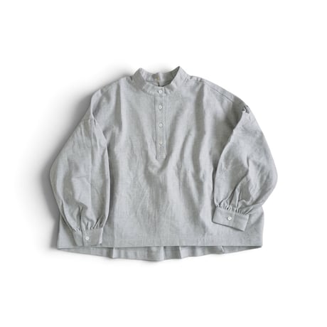 ＊レディース＊LinenYa–リネンヤ– コットンリネンウール 長袖スタンドカラーブラウス