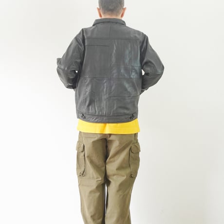 ＊ユニセックス＊YOUSED-ユーズド-LEATHER SPORTS JACKET リメイクレザージャケット / ブラック