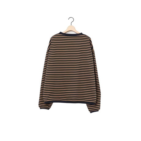 ＊ユニセックス＊amne-アンヌ-TWISTED BORDER long sleeve tee / amn-CS-099 / Navy_Camel