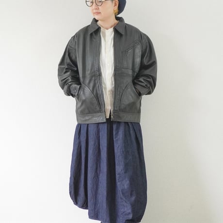 ＊ユニセックス＊YOUSED-ユーズド-LEATHER SPORTS JACKET リメイクレザージャケット / ブラック