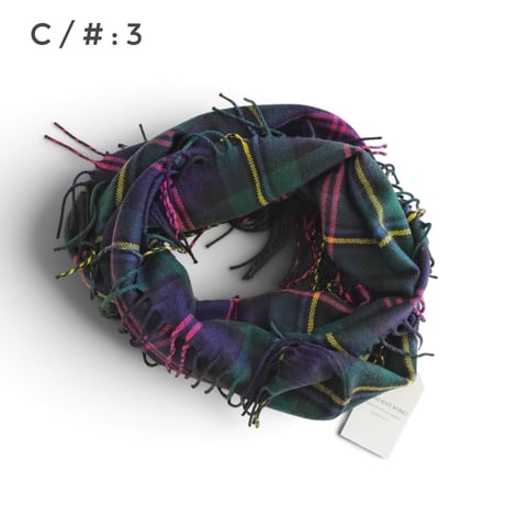 3色goods＊ ISLAND KNIT WORKS-アイランドニットワークス-チェック柄フリンジスヌード