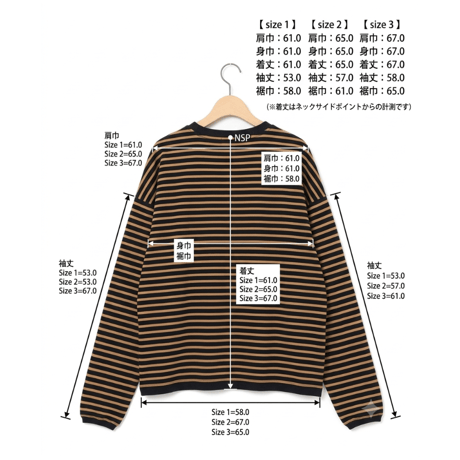 ＊ユニセックス＊amne-アンヌ-TWISTED BORDER long sleeve tee / amn-CS-099 / Navy_Camel