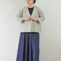 3色＊レディース＊Linenya-リネンヤ-遠州織リネン 7分袖ノーカラージャケット