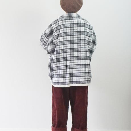 ＊ユニセックス＊TIGRE BROCANTE フランネルチェックMIX ZIPオープンオーバーシャツ