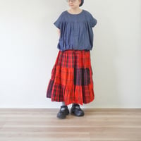 ＊レディース＊TIGRE BROCANTE-ティグルブロカンテ-マドラスチェックミックス 4ステップティアードスカート