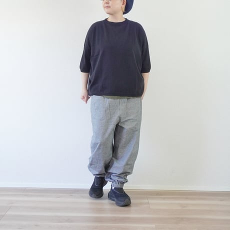 4色＊レディース＊Linen ya by as it is.-リネンヤ- コットンボートネック5分袖ニット