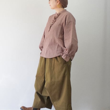 2色＊レディース＊ ASCOT by yim -アスコット バイ イム- 新潟シャーリングチェック フリルプルオーバーシャツ