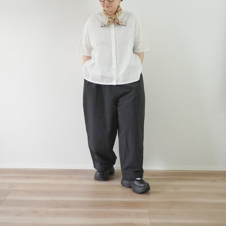＊レディース＊Linenya-リネンヤ-CORDURA®︎ 天日干しワッシャー タックワイドパンツ/ブラック