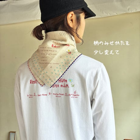＊快晴堂 -バンダナ スイスモチーフ柄 63Z-35 / 生成り
