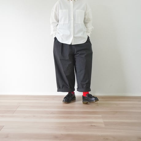＊レディース＊Linenya-リネンヤ-CORDURA®︎ 天日干しワッシャー タックワイドパンツ/ブラック